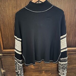 Free People Black Textured Knit Top